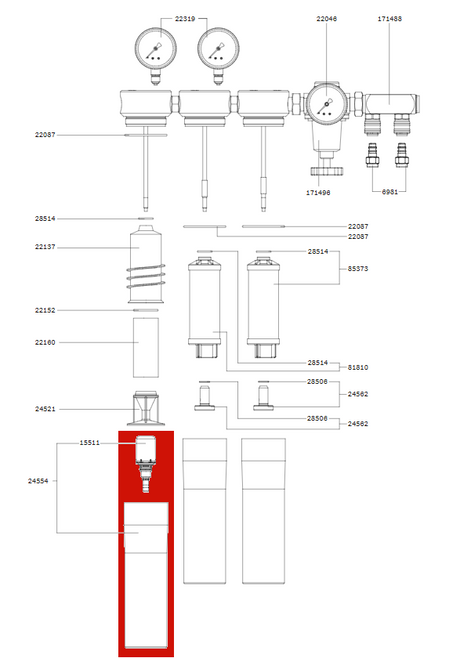 SATA Filter Sleeve with Automatic Discharge Valve for SATA Filter Series 200, 300 and 400