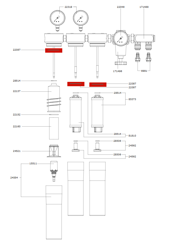 Junta tórica SATA para filtros SATA de las series 100, 200, 300 y 400