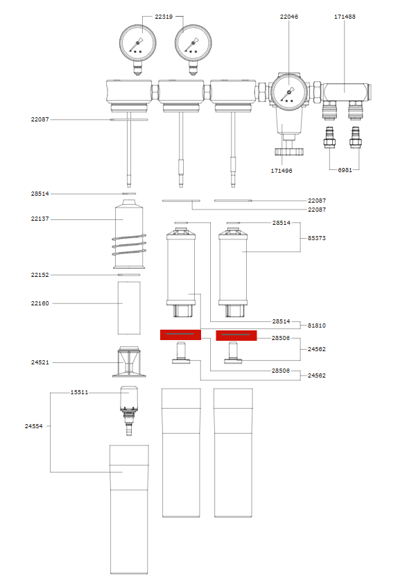 Junta tórica SATA para filtros SATA de las series 100, 200, 300 y 400