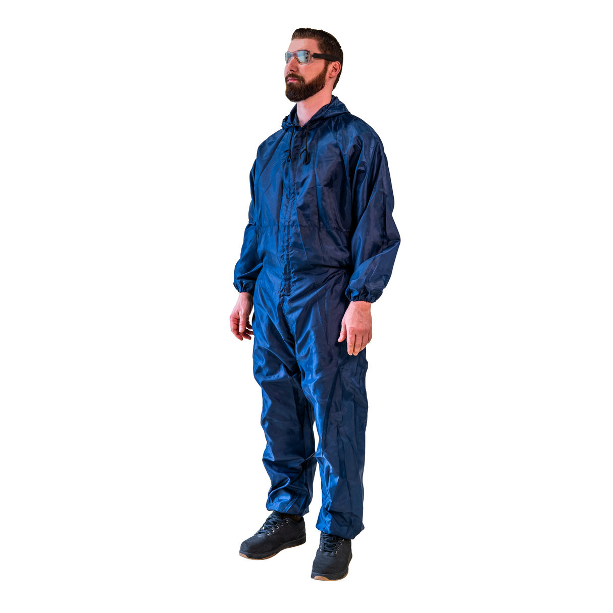 Unisex PPE Paint Suit - Hooded Coverall in Blue Navy Color for Full-Body Protection